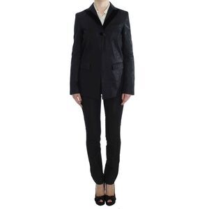 Exte SlimFit Pantsuit Velvet Collar Women Black Suits & Blazers